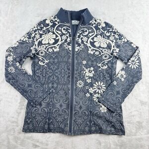 Vanilla Sugar Jacket Womens Medium Black Floral Embelished Zip Up Y2K Made USA